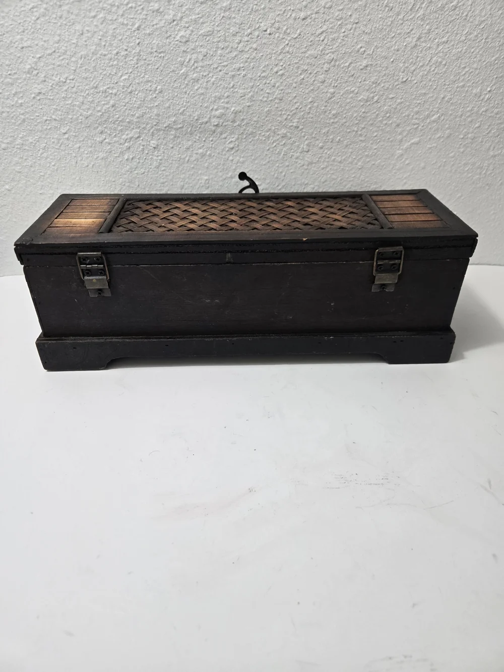 Handwoven Wooden Keepsake Box - Brown